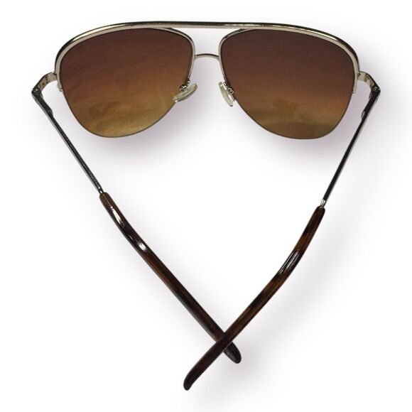 Steve Madden Unisex Aviator Sunglasses Gold Frame Brown Lenses‎ Oversized - Picture 4 of 6